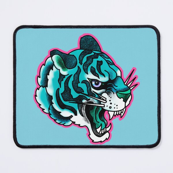 Item preview, Teal blue tiger tattoo style designed and sold by weilertsen.