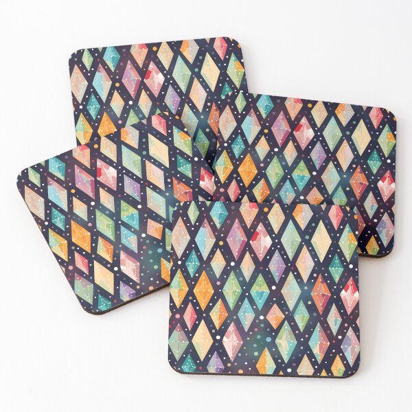 Item preview, Pattern of colorful, fluorescent, bioluminescent diamonds designed and sold by AI-Only Creations.