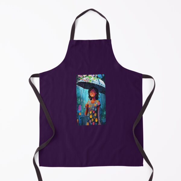 Item preview, Long live the rain! Smiling brunette girl in multicolored sheltered under her umbrella, designed and sold by Creativesphotos.