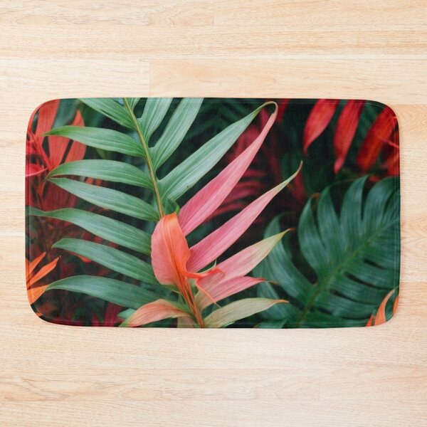 Item preview, Vibrant Colorful Tropical Palm Red Pastel Fern Leaves designed and sold by SassyArtistry.