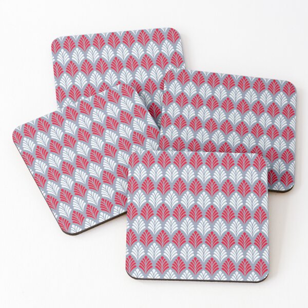 Item preview, Crimson Red Gray Leaf Wing-like Feather Geometric European Folk Nostalgia Pattern designed and sold by PenguinForests.