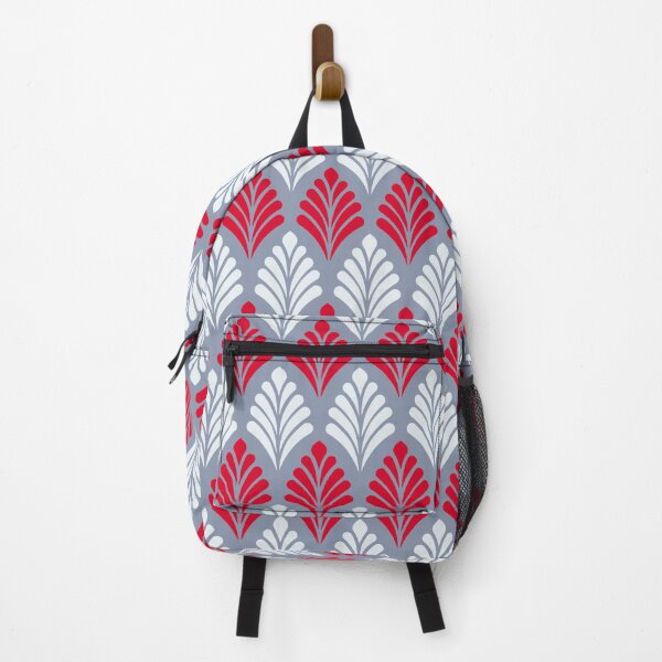 Item preview, Crimson Red Gray Leaf Wing-like Feather Geometric European Folk Nostalgia Pattern designed and sold by PenguinForests.