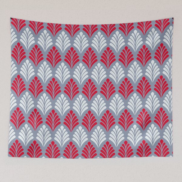 Item preview, Crimson Red Gray Leaf Wing-like Feather Geometric European Folk Nostalgia Pattern designed and sold by PenguinForests.