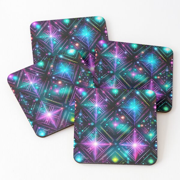 Item preview, Pattern of colorful, fluorescent, bioluminescent diamonds designed and sold by AI-Only Creations.
