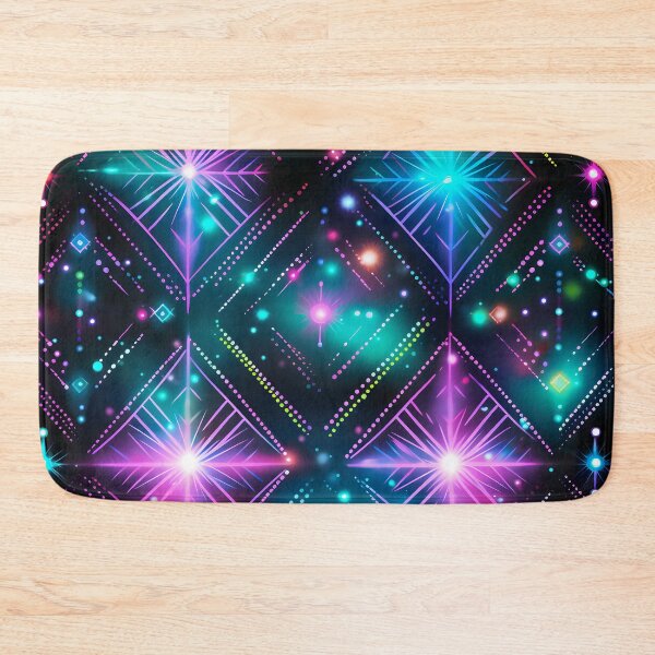 Item preview, Pattern of colorful, fluorescent, bioluminescent diamonds designed and sold by AI-Only Creations.