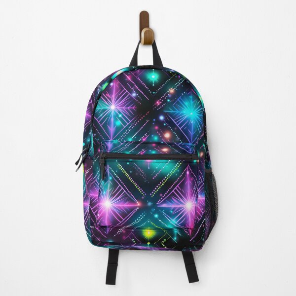 Item preview, Pattern of colorful, fluorescent, bioluminescent diamonds designed and sold by AI-Only Creations.