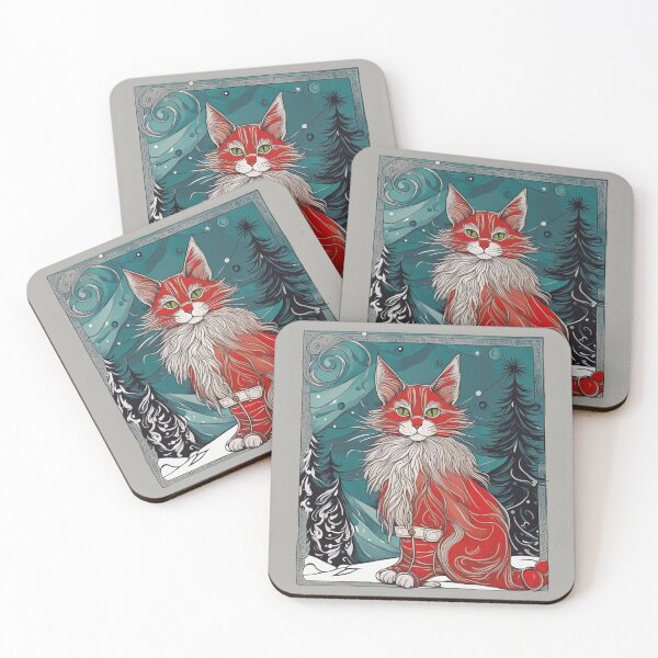 Item preview, Christmas abstract cat portrait designed and sold by YukiKenji.
