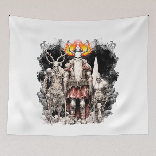 Item preview, Heavy Metal Santa Post Apocalyptic Xmas Horsemen designed and sold by LastHighwayTees.