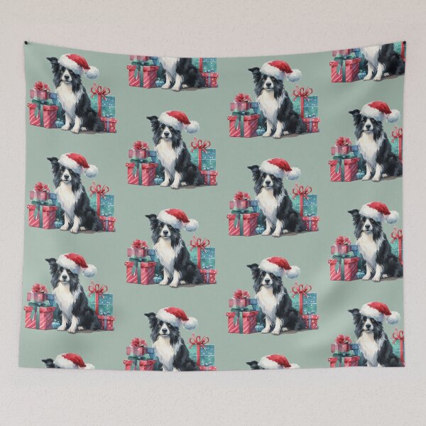 Item preview, Border Collie with Christmas Gifts designed and sold by barksandsqueaks.