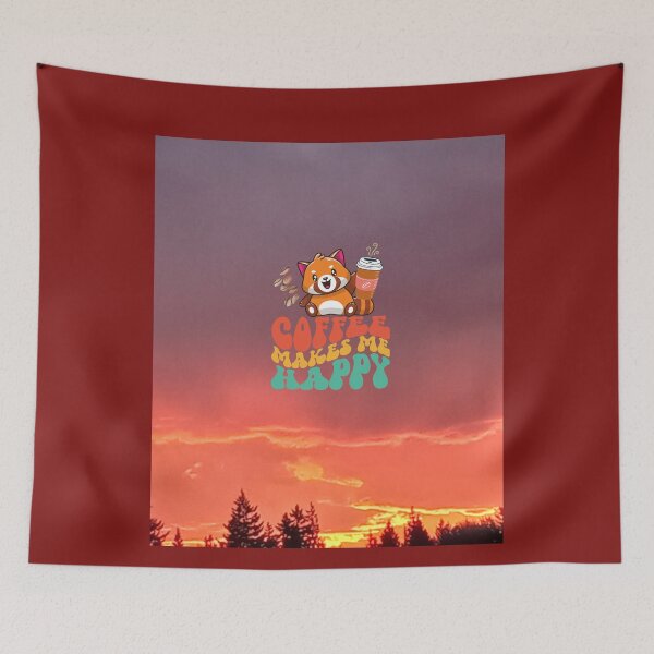 Item preview, morning sunrise coffee over trees and pink sky designed and sold by MCanderart.