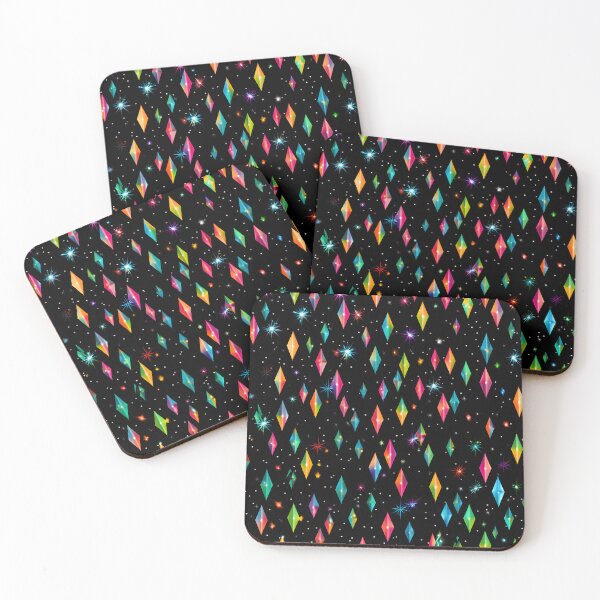 Item preview, Pattern of colorful, fluorescent, bioluminescent diamonds designed and sold by AI-Only Creations.