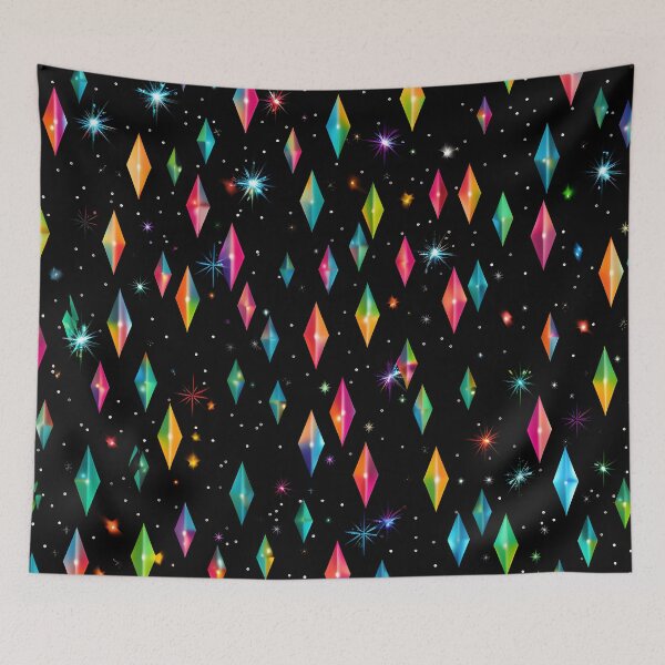 Item preview, Pattern of colorful, fluorescent, bioluminescent diamonds designed and sold by AI-Only Creations.