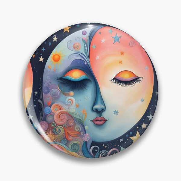 Item preview, cute whimsical moon hesitating between day and night! designed and sold by Creativesphotos.