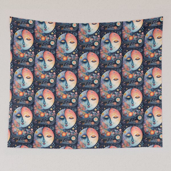 Item preview, cute whimsical moon hesitating between day and night! designed and sold by Creativesphotos.