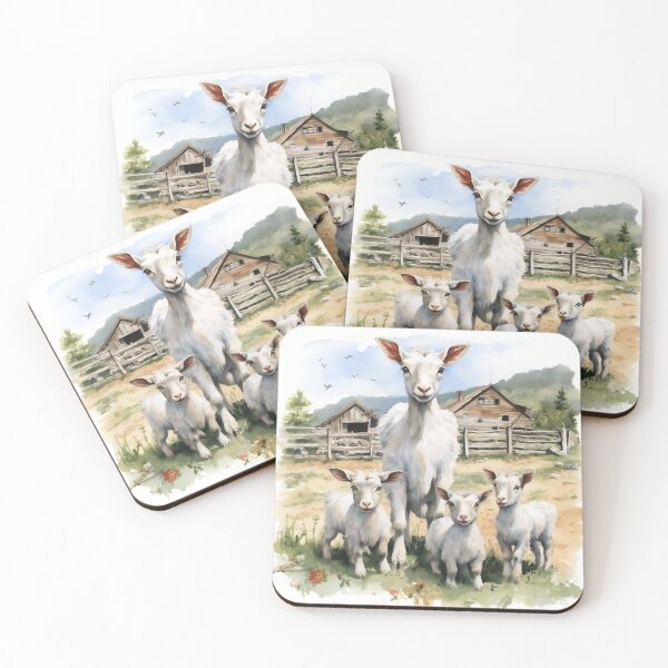 Item preview, Goat family, farm, country, barn, woods, kids, small goats, cute designed and sold by KERaney.