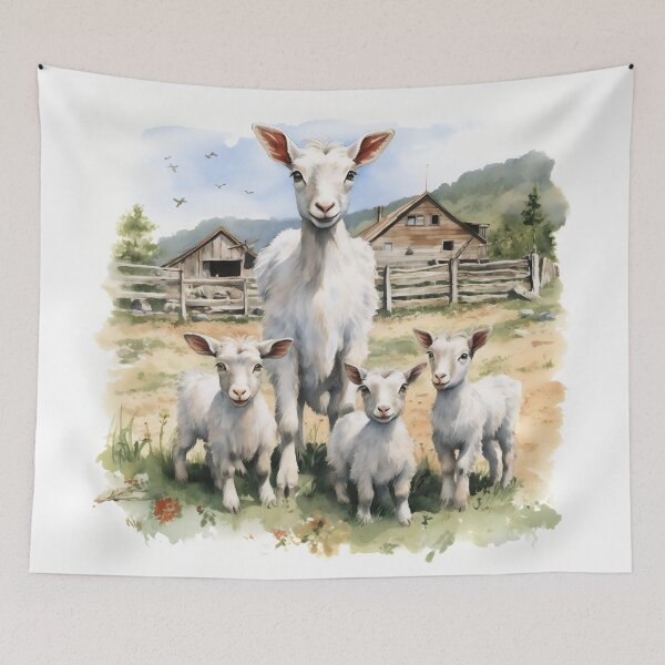 Item preview, Goat family, farm, country, barn, woods, kids, small goats, cute designed and sold by KERaney.