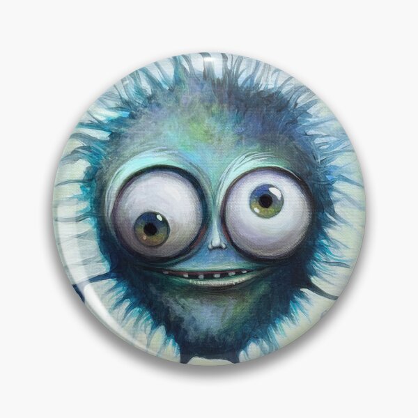 Item preview, Cute silly happy blue green monster - furry fuzzy beastie with big eyes designed and sold by HaggisVitae.