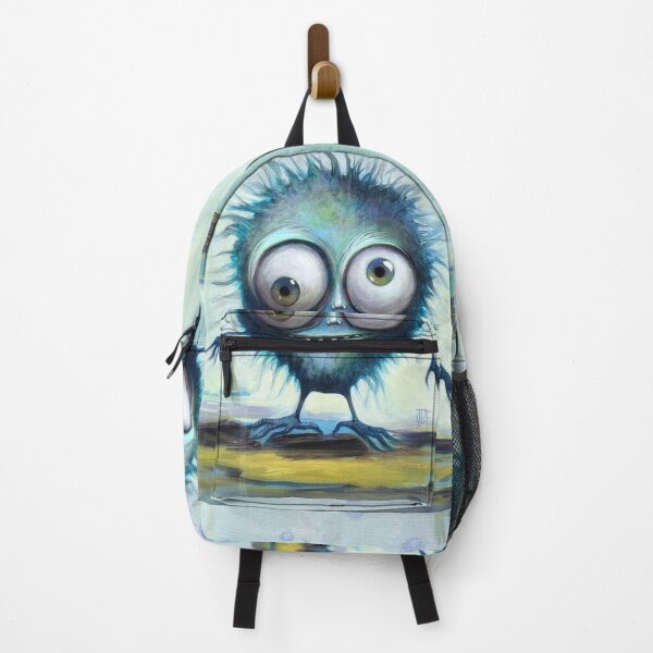 Item preview, Cute silly happy blue green monster - furry fuzzy beastie with big eyes designed and sold by HaggisVitae.