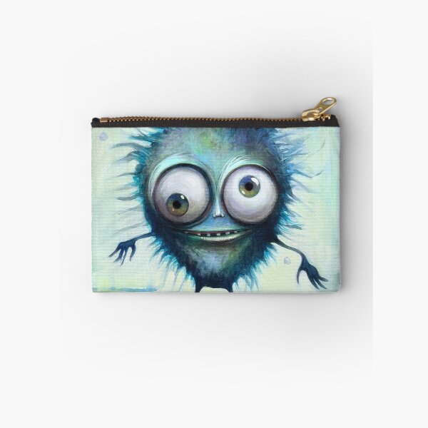 Item preview, Cute silly happy blue green monster - furry fuzzy beastie with big eyes designed and sold by HaggisVitae.