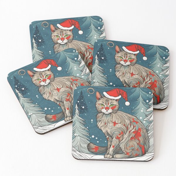 Item preview, Christmas abstract cat portrait designed and sold by YukiKenji.