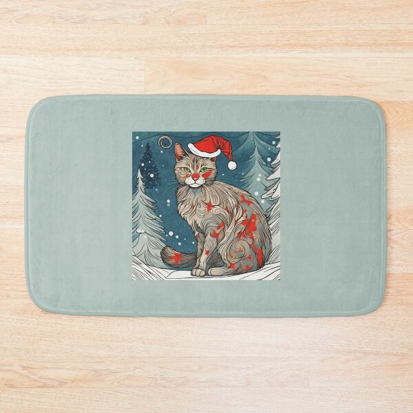 Item preview, Christmas abstract cat portrait designed and sold by YukiKenji.