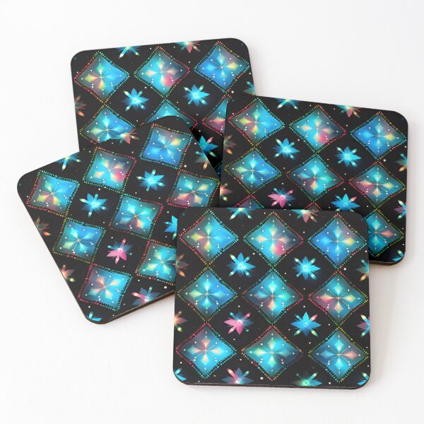 Item preview, Pattern of colorful, fluorescent, bioluminescent diamonds designed and sold by AI-Only Creations.