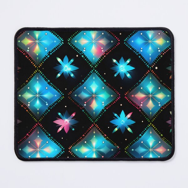 Item preview, Pattern of colorful, fluorescent, bioluminescent diamonds designed and sold by AI-Only Creations.