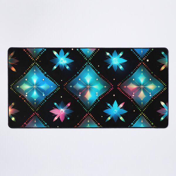 Item preview, Pattern of colorful, fluorescent, bioluminescent diamonds designed and sold by AI-Only Creations.