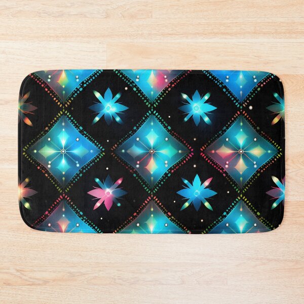 Item preview, Pattern of colorful, fluorescent, bioluminescent diamonds designed and sold by AI-Only Creations.