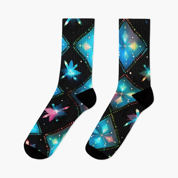 Item preview, Pattern of colorful, fluorescent, bioluminescent diamonds designed and sold by AI-Only Creations.