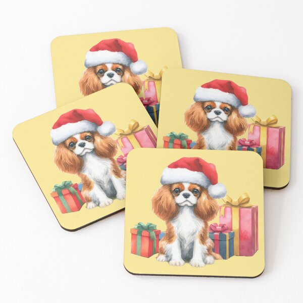 Item preview, Cavalier King Charles Spaniel with Christmas Gifts designed and sold by barksandsqueaks.