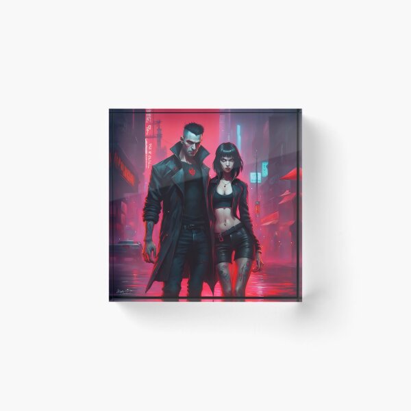 Item preview, Vampire couple in a cyberpunk style designed and sold by GothicRubette.