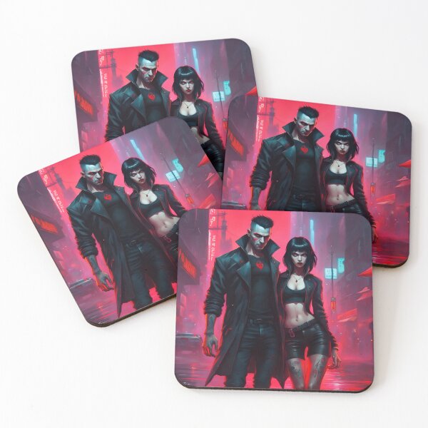 Item preview, Vampire couple in a cyberpunk style designed and sold by GothicRubette.