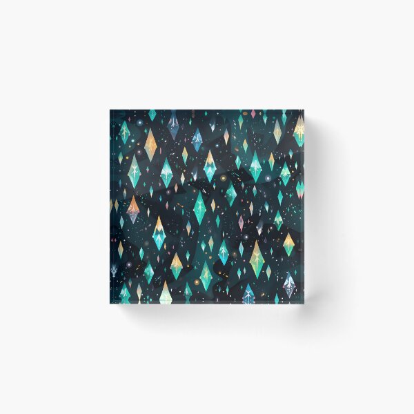 Item preview, Pattern of colorful, fluorescent, bioluminescent diamonds designed and sold by AI-Only Creations.