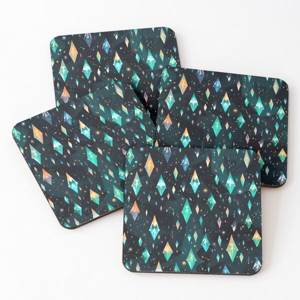 Item preview, Pattern of colorful, fluorescent, bioluminescent diamonds designed and sold by AI-Only Creations.