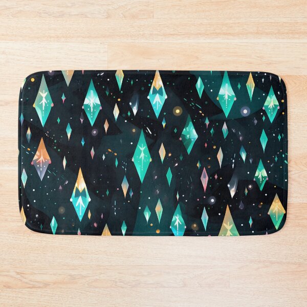 Item preview, Pattern of colorful, fluorescent, bioluminescent diamonds designed and sold by AI-Only Creations.