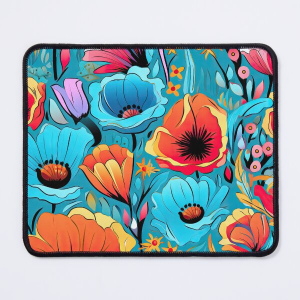 Item preview, Colorul flower pattern in shades of blue and turqoise designed and sold by robrad.