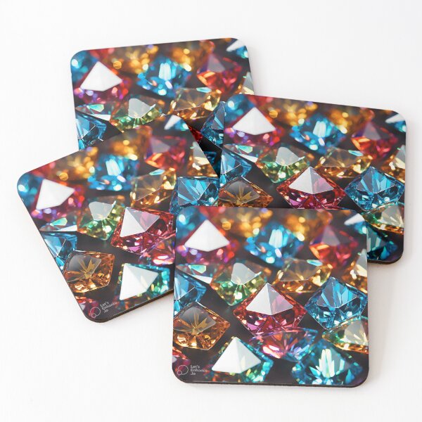 Item preview, Pattern of colorful, fluorescent, bioluminescent diamonds designed and sold by AI-Only Creations.
