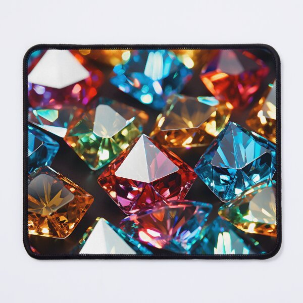 Item preview, Pattern of colorful, fluorescent, bioluminescent diamonds designed and sold by AI-Only Creations.