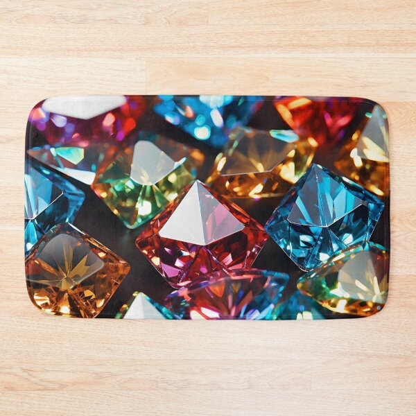 Item preview, Pattern of colorful, fluorescent, bioluminescent diamonds designed and sold by AI-Only Creations.