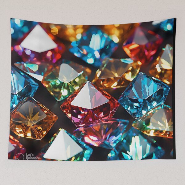 Item preview, Pattern of colorful, fluorescent, bioluminescent diamonds designed and sold by AI-Only Creations.