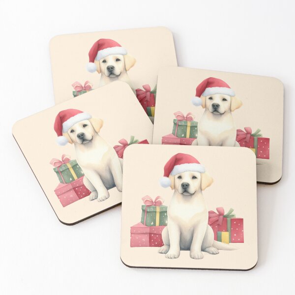 Item preview, Yellow Labrador with Christmas Gifts designed and sold by barksandsqueaks.