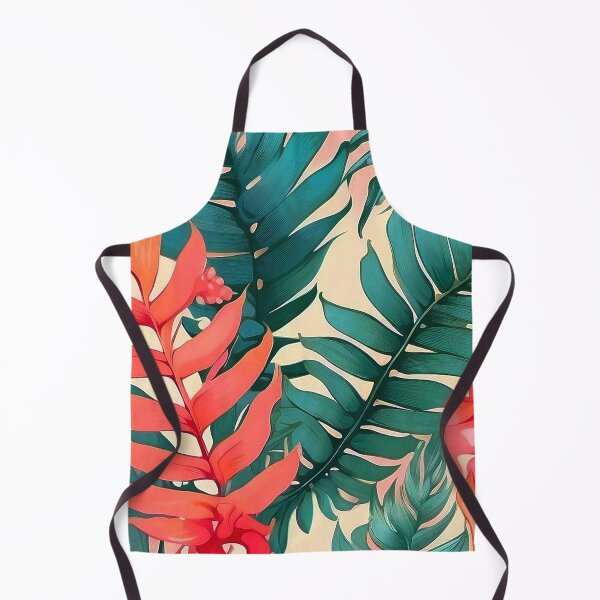 Item preview, Beautiful Watercolor Art Pastel Tropical Fern Pattern - Green Orange Jungle designed and sold by SassyArtistry.