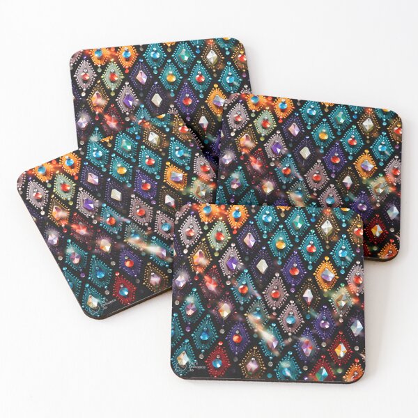 Item preview, Pattern of colorful, fluorescent, bioluminescent diamonds designed and sold by AI-Only Creations.