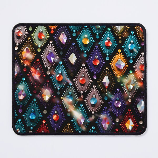 Item preview, Pattern of colorful, fluorescent, bioluminescent diamonds designed and sold by AI-Only Creations.