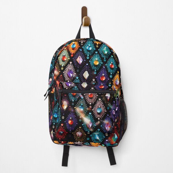 Item preview, Pattern of colorful, fluorescent, bioluminescent diamonds designed and sold by AI-Only Creations.