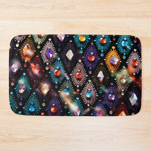 Item preview, Pattern of colorful, fluorescent, bioluminescent diamonds designed and sold by AI-Only Creations.
