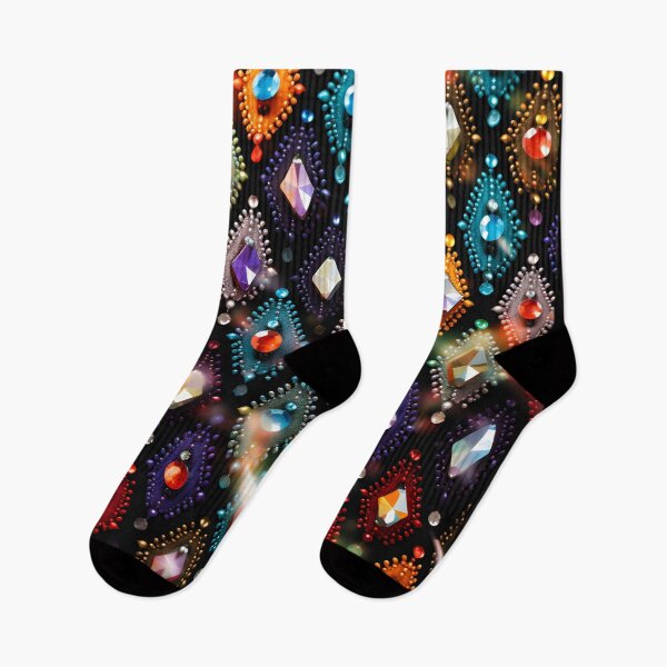 Item preview, Pattern of colorful, fluorescent, bioluminescent diamonds designed and sold by AI-Only Creations.