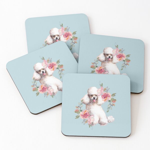 Item preview, Cute White Poodle Dog with Flowers Watercolor Art designed and sold by adriana-holmes.