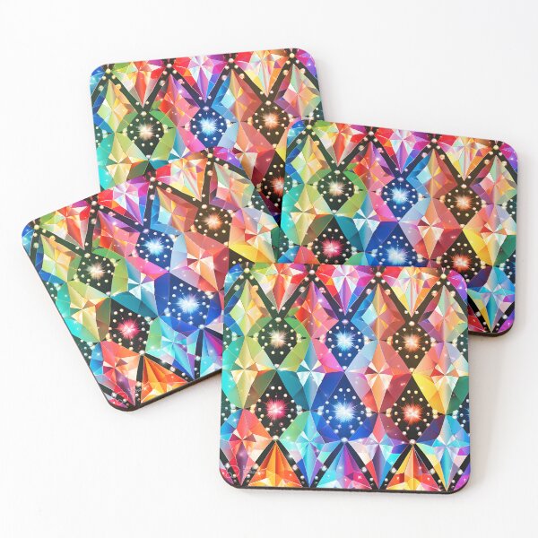 Item preview, Pattern of colorful, fluorescent, bioluminescent diamonds designed and sold by AI-Only Creations.